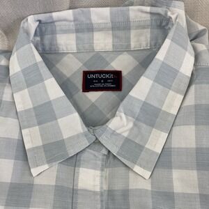 UNTUCKit Women's Size 6‎ Blue Check Santa Marzi Button Down Stretch Cotton Shirt